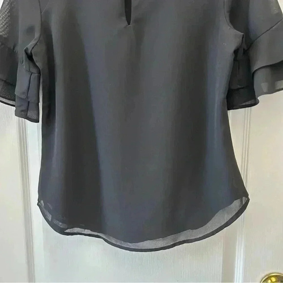 Ricki’s Blouse Short Sleeve Sheer Flowy  Ruffle Sleeves Black Size Small - Picture 9 of 14